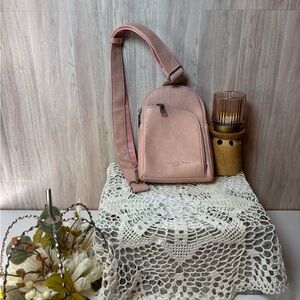 RFID Blocking Inicat Elegant Pink Leather Women's Travel Sling Shoulder Bag NWOT